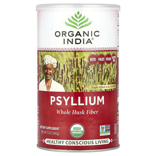 Organic India, Psyllium, Fibre de coques entières biologiques, 340 g