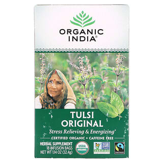Organic India, Té Tulsi, Original, Sin cafeína, 18 bolsas de infusión, 32,4 g (1,14 oz)
