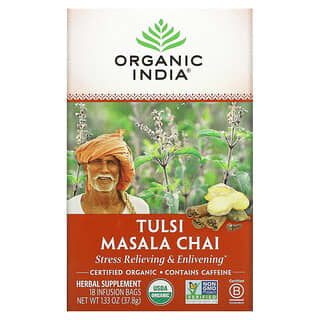 Organic India, شاي تولسي، الماسالا تشاي، 18 كيس نقع، 1.33 أوقية (37.8 جم)