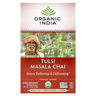 Organic India, Tulsi Tea, Masala Chai, 18 Infusion Bags, 1.33 oz (37.8 g)