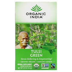 Organic India, Té tulsí, verde, 18 saquitos para infusión, 34,2 g (1,21 oz)