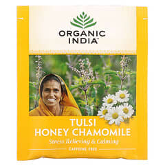 Organic India, Чай Тулсі, медова ромашка, без кофеїну, 18 пакетиків для настою, 1,08 унції (30,6 г)