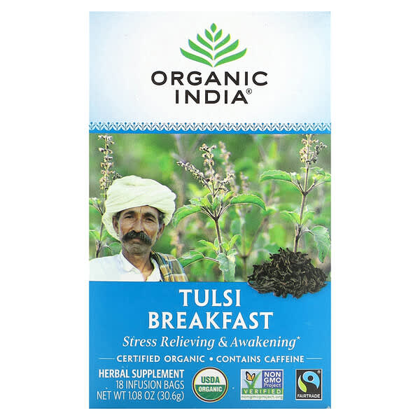 Organic India, トゥルシーティー、ブレックファスト、18袋、30.6g（1.08オンス）