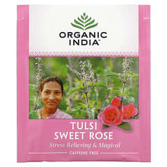 Organic India, Chá Tulsi, Rosa Doce, Sem Cafeína, 18 Sacos de Infusão, 28,8 g (1,01 oz)