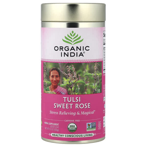 Tulsi Sweet Rose Tea, Caffeine Free, 3.5 oz (100 g)
