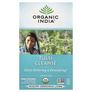 Organic India, Tulsi Cleanse Tea, Caffeine-Free, 18 Infusion Bags, 1.02 oz (28.8 g)