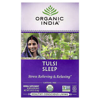 Organic India, Té tulsí para dormir, sin cafeína, 18 saquitos para infusión, 32,4 g (1,14 oz)