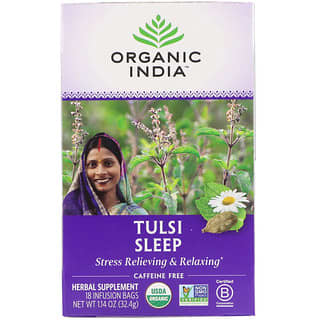 Organic India, Чай с тулси для сна, без кофеина, 18 пакетиков, 32,4 г (1,14 унции)