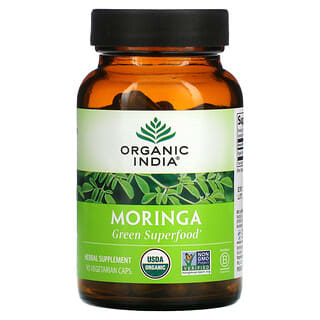 Organic India, моринга, 90 вегетарианских капсул