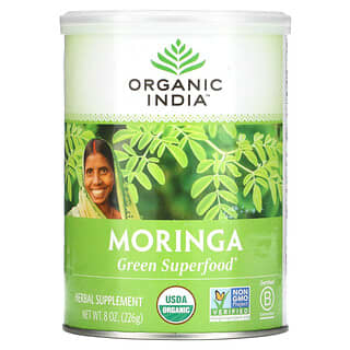 Organic India, зеленые суперфуды, моринга, 226 г (8 унций)