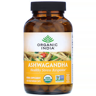 Organic India, ашваганда, 180 вегетарианских капсул