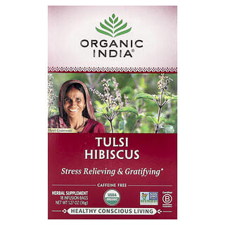 Organic India, Tulsi Hibiscus Tea, Caffeine-Free, 18 Infusion Bags, 1.27 oz (36 g)