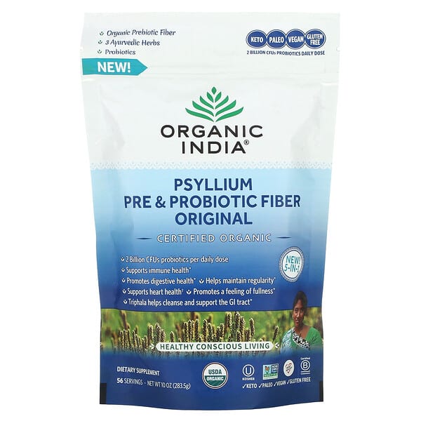 Organic India, オオバコ プレ＆プロバイオティクス食物繊維、オリジナル、283.5g（10オンス）