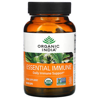 Organic India, Essential Immune, ежедневная поддержка иммунитета, 90 растительных капсул