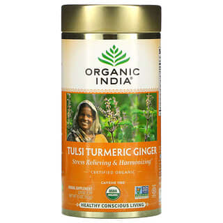 Organic India, Tulsi Turmeric Ginger ، لتخفيف التوتر والتنسيق ، الأوراق السائبة ، 3.5 أونصة (100 جم)
