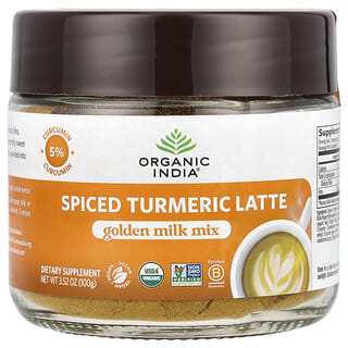 أورغانيك إنديا‏, Spiced Turmeric Latte, Golden Milk Mix, 3.52 oz (100 g)