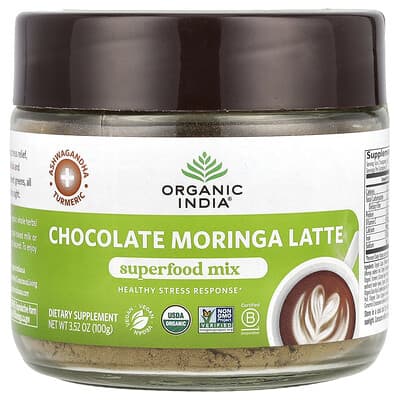Organic India, Chocolate Moringa Latte, Superfood Mix, 100 g