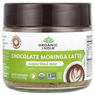 أورغانيك إنديا‏, Chocolate Moringa Latte, Superfood Mix, 3.52 oz (100 g)