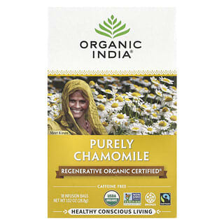 Organic India, Purely Chamomile, без кофеина, 18 пакетиков для настоя, 28,8 г (1,02 унции)