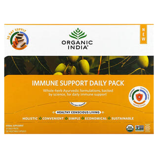 Organic India, Immune Support Daily Pack、個包装30日分、ベジカプセル180粒