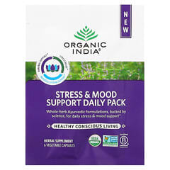 Organic India, Lotion quotidienne pour le soutien du stress et de l'humeur, 30 sachets quotidiens, 180 capsules végétales