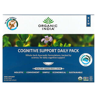 Organic India, 认知支持日常包，30 个日常包，180 粒素食胶囊