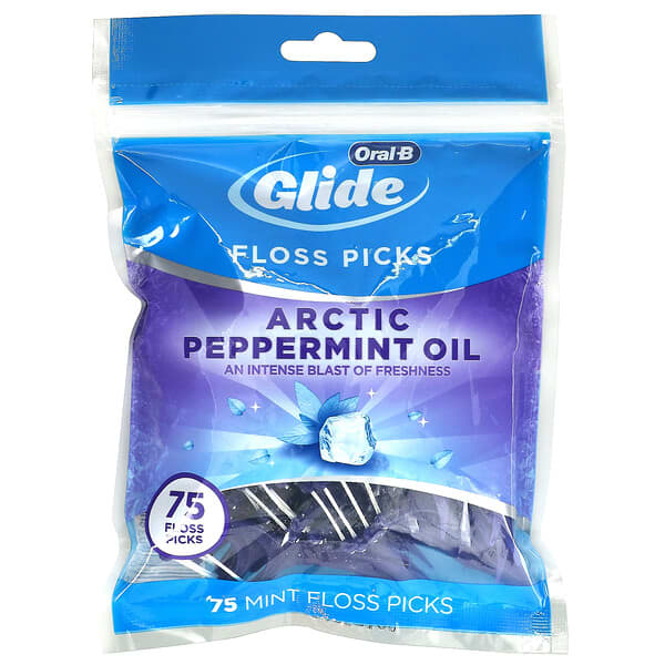 Oral B Glide Floss Picks Arctic Peppermint Oil 75 Count