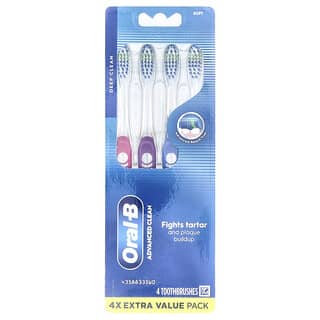 Oral-B, Cepillo de dientes Advanced Clean. Suave, Paquete de 4