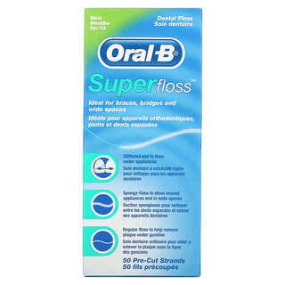 Oral-B, Super Floss, Mint, 2 Packs, 50 Pre-Cut Stands Each