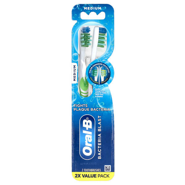 Oral-B, Bacteria Blast Tandenborstel, Medium, 2 Tandenborstels