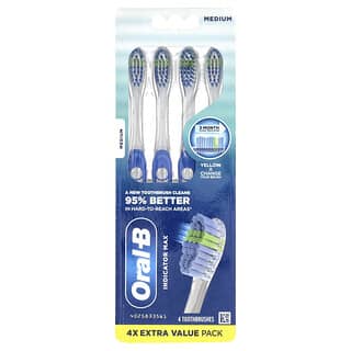 Oral-B, Cepillo de dientes con indicador Max, Medio, Paquete de 4