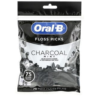 Oral-B, Floss Picks, Charcoal Mint,  75 Floss Picks
