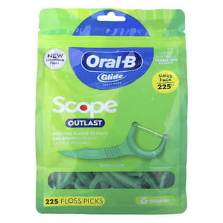 Oral-B, Glide, Floss Picks, Scope Outlast, 225 Floss Picks