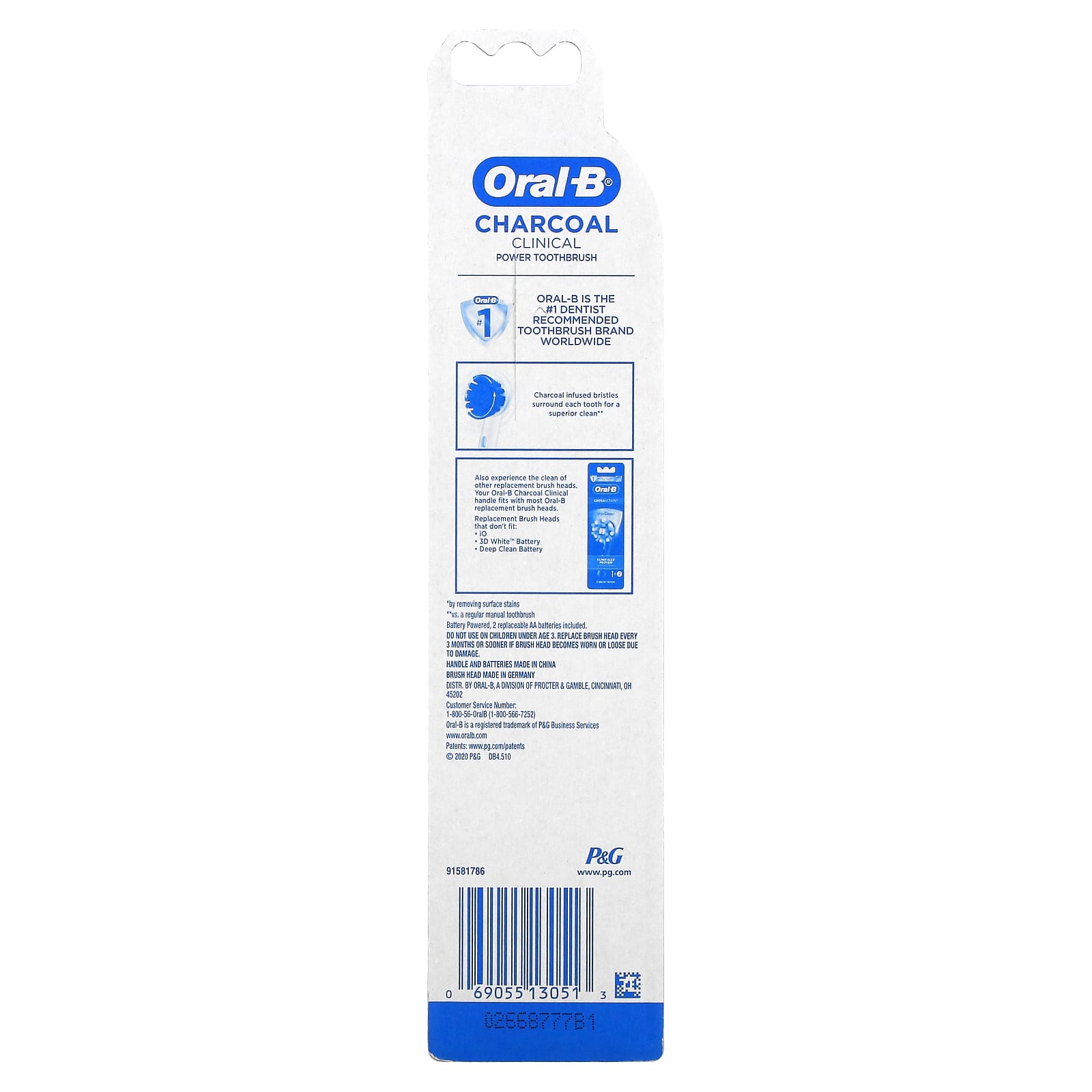 Oral-B, Charcoal Clinical 電動牙刷，1 支