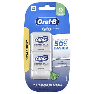 Oral-B, Glide, Pro-Health, Hilo de limpieza profunda, Cool Mint, Paquete de 2 unidades, 40 m (43,7 yardas) cada una