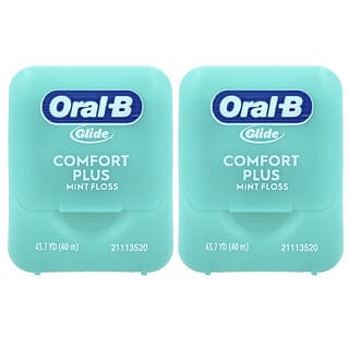 Oral-B, Glide, Pro-Health, 컴포트 플러스 치실, 민트, 2팩, 팩당 40m(43.7yds)