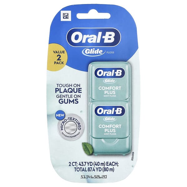 Oral-B, 牙線，Pro-Health，舒適+，薄荷，2 包，每包 43.7 碼（40 米）