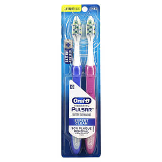 Oral-B, Vibrating Pulsar, Battery Powered Toothbrush, Medium, 2 Pack
