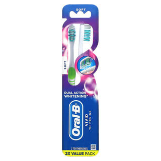 Oral-B, 3D White, Vivid, Cepillo de dientes suave, Paquete de 2 