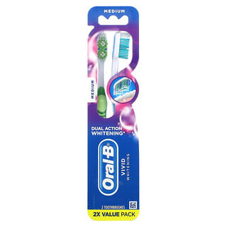 Oral-B, Cepillo de dientes 3D White, Vivid, mediano, Paquete de 2  