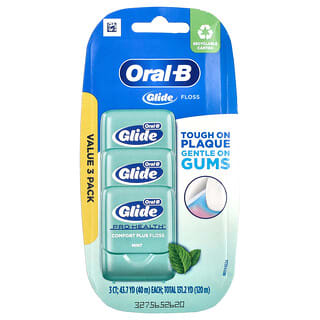 Oral-B, Glide, Pro-Health, зубная нить Comfort Plus, мятный вкус, 3 тюбика по 40 м (43,7 ярда)