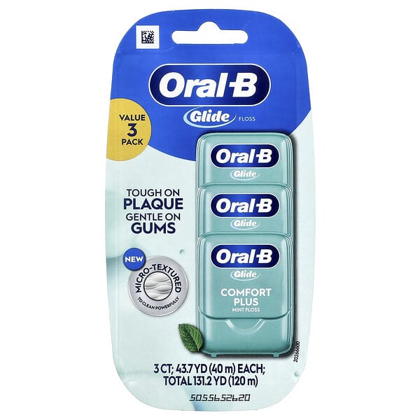 Oral-B, Glide，Pro-Health，舒適牙線，薄荷，3 包，每包 43.7 碼（40 米）