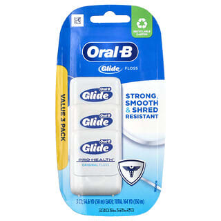 Oral-B, Glide, Pro-Health, Original Floss, gesundheitsfördernde Original Zahnseide, 3er-Pack, je 50 m (54,6 yd).