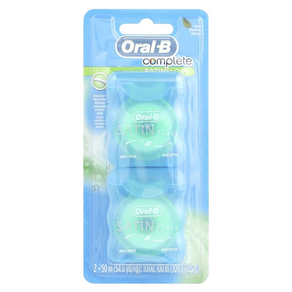 Oral-B, 多面，SATINfloss，薄荷香，2 盒，每盒 54.6 碼（50 米）