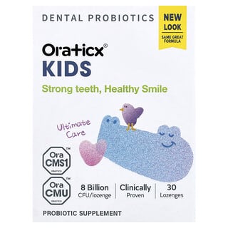 Oraticx, Kids, Dental Probiotics, Anti-Cavity + Stronger Teeth, Yogurt, 30 Lozenges