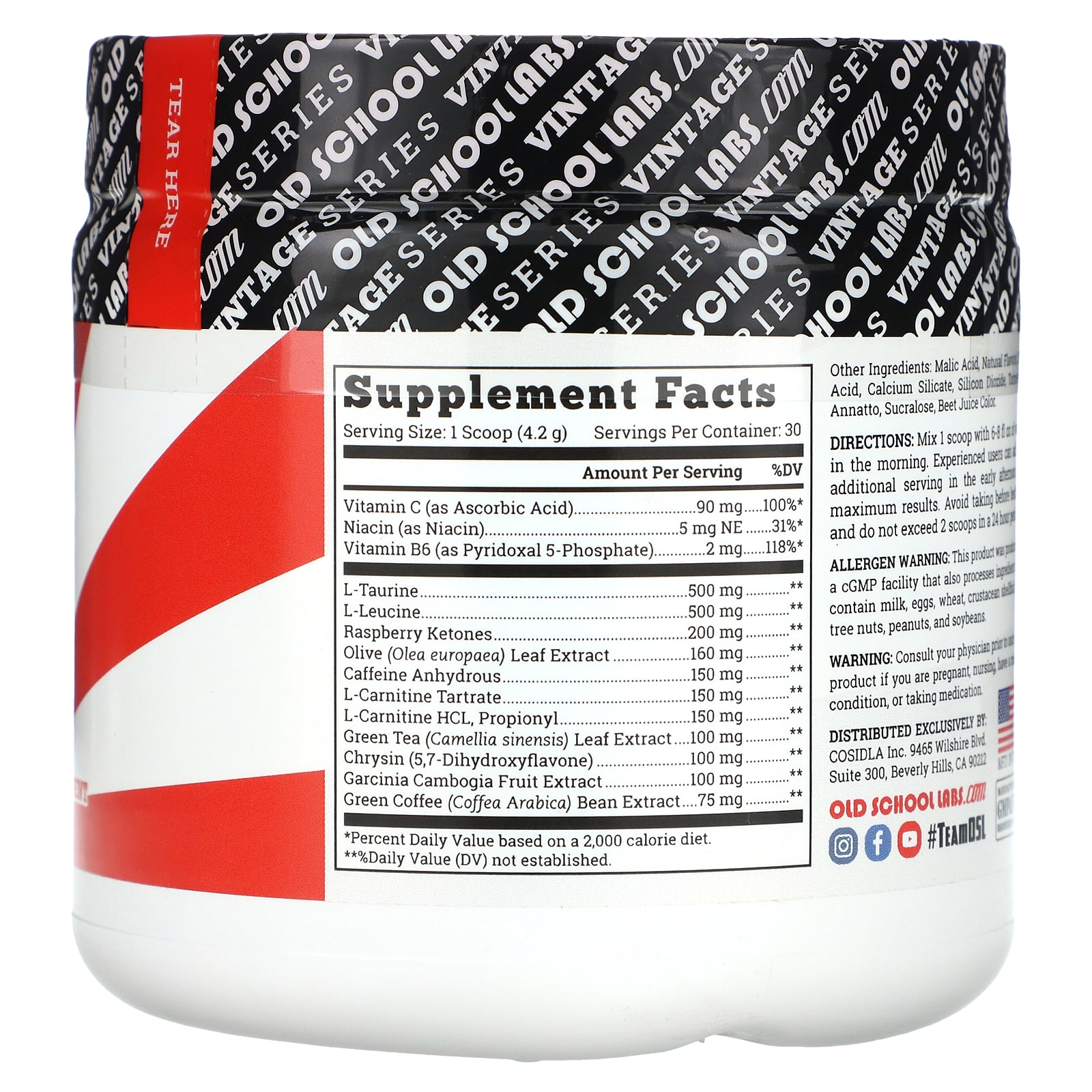 Old School Labs, Vintage Burn, Muscle Preserving Fat Burner, Peach