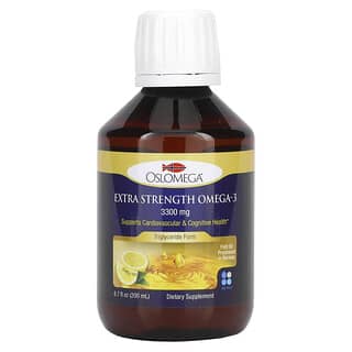 Oslomega, Extra Strength Omega 3 Fish Oil, 3300 mg, Natural Lemon Flavor, 3,300 mg, 6.7 fl oz (200 ml)