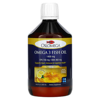 Oslomega, Huile de poisson riche en oméga-3, Arôme naturel de citron, 1400 mg, 500 ml