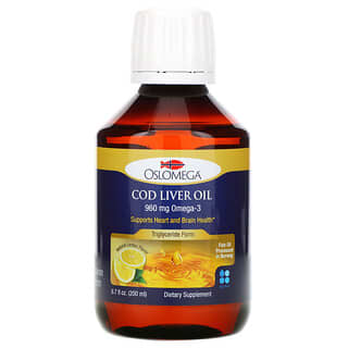 Oslomega, Aceite de hígado de bacalao noruego, Sabor natural a limón, 960 mg, 200 ml (6,7 oz. líq.)