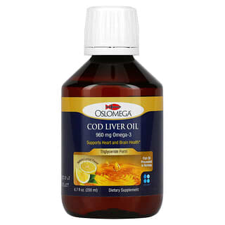 Oslomega, Huile de foie de morue norvégienne, Parfum citron naturel, 960 mg, 200 ml